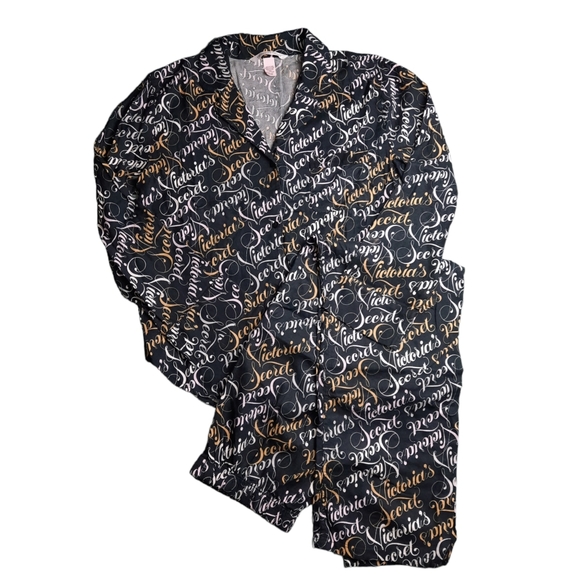 Victoria's Secret Signature Print Flannel 2PC Pajamas SZ S - Picture 1 of 13